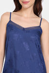 Zivame Floral Vows Woven Mid Length Nightdress - Medieval Blue — thumbnail 5